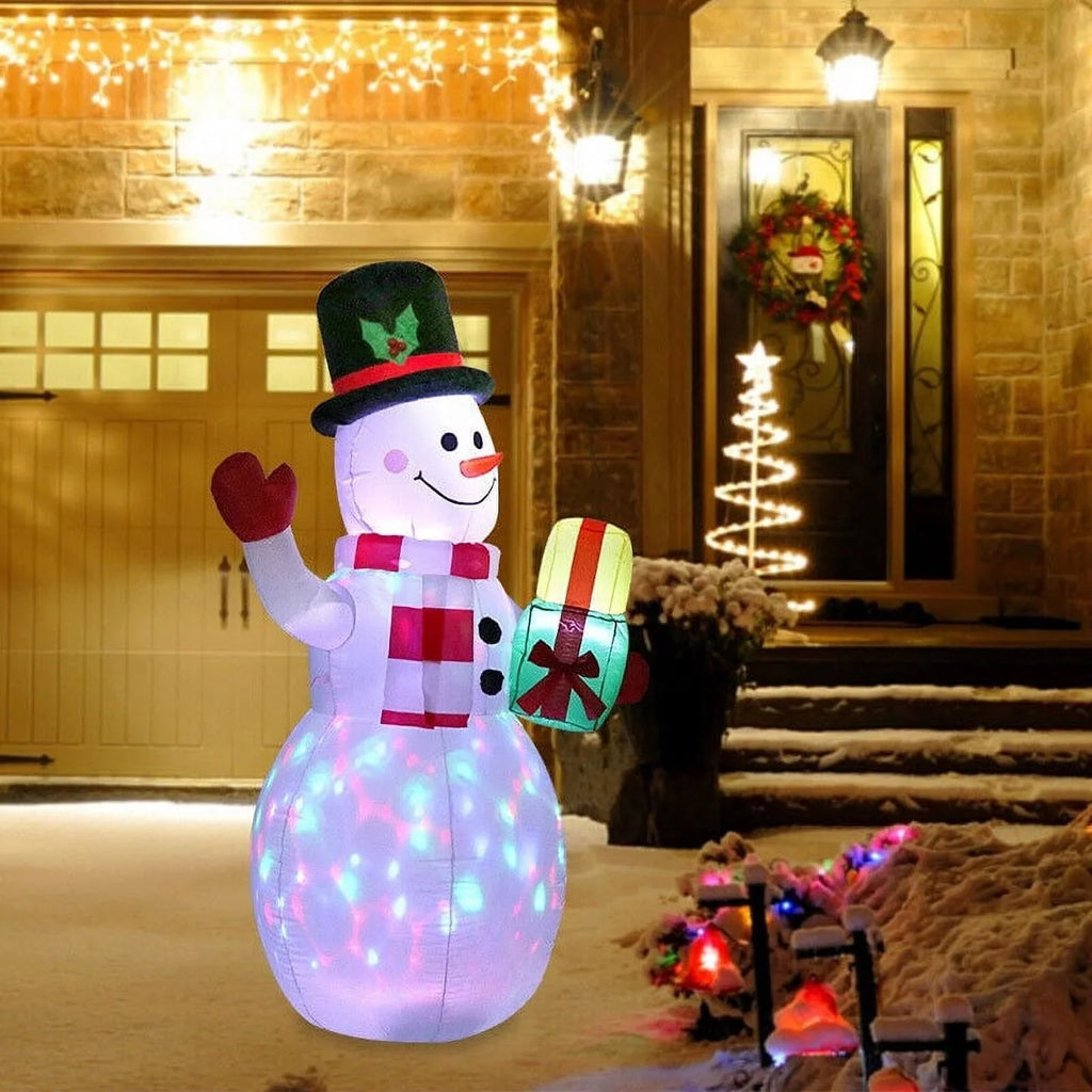 5ft InfLatitudeable Snowman Airblown Christmas Decor Yard Decoration LED Lights for Xmas Home Garden Family Prop Lawn Holiday Party Outdoor Decor