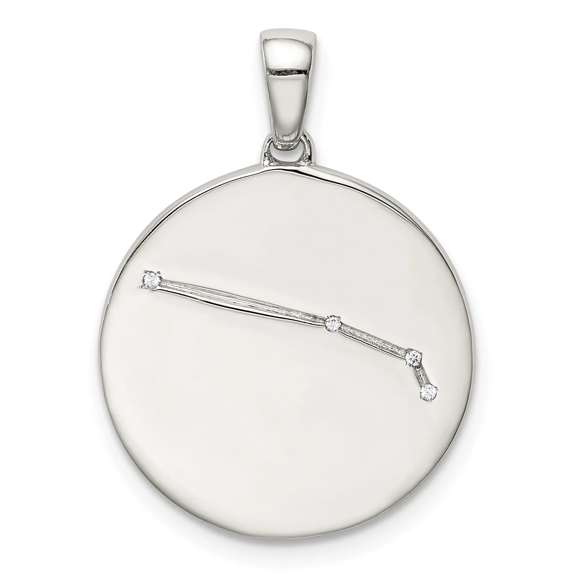 Sterling Silver Rhodium-pLatitudeed & CZ Aries Zodiac Pendant QQC9730