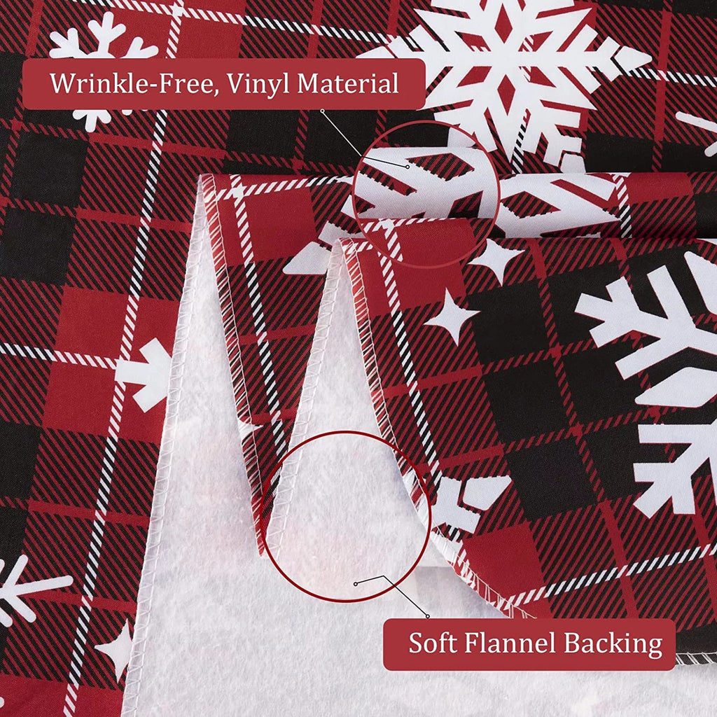 UMINEUX Christmas Tablecloth with Flannel Backing, Waterproof Wipeable Vinyl Rectangle Table Cover for Xmas Parties/Wedding/Holiday/Decoration Use - Heavy Duty Table Cover(60x102 Inch, Snowflake)