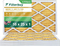 Filterbuy 16x25x1 MERV 11 Pleated HVAC AC Furnace Air Filters (4-Pack)