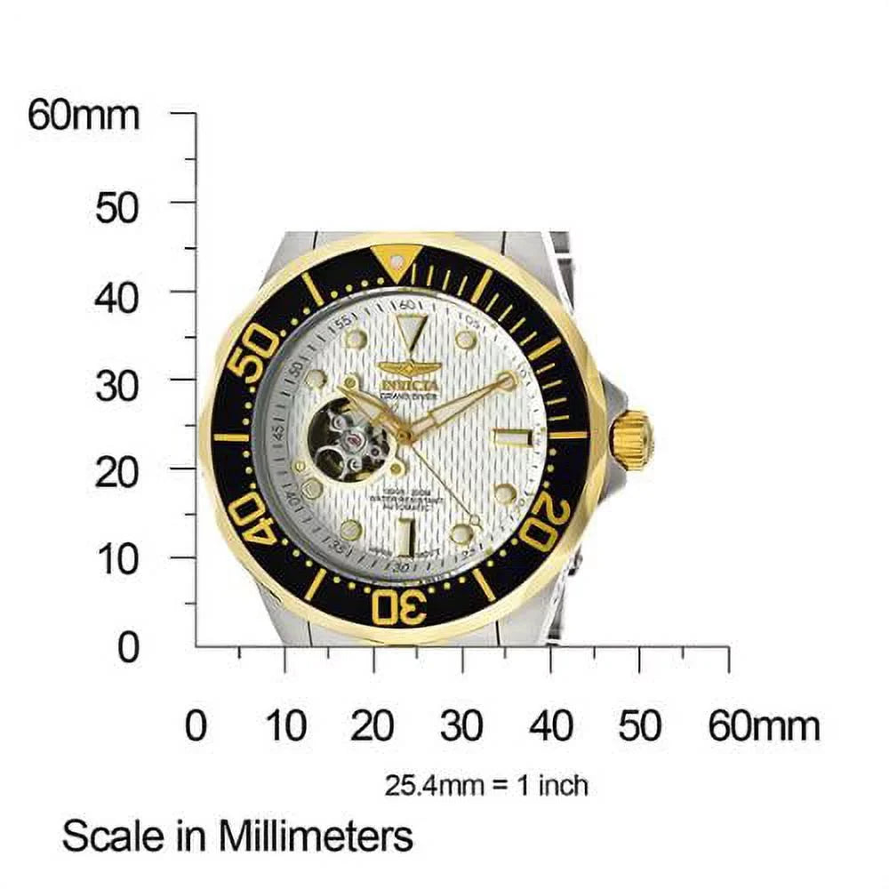 Invicta Men's 13704 Grand Diver Automatic White Textured Dial Two Tone Stainless Steel Watch