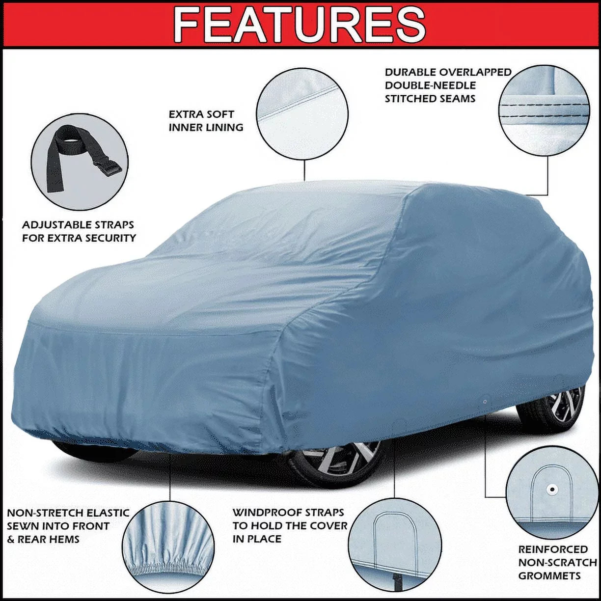 iCarCover Fits [Mazda CX-7] 2007 2008 2009 2010 2011 2012 2013 2014 2015 2016 2017 2018 For Automobiles Waterproof Full Exterior Snow Indoor Outdoor Protection Heavy Duty Custom Vehicle SUV Car Cover