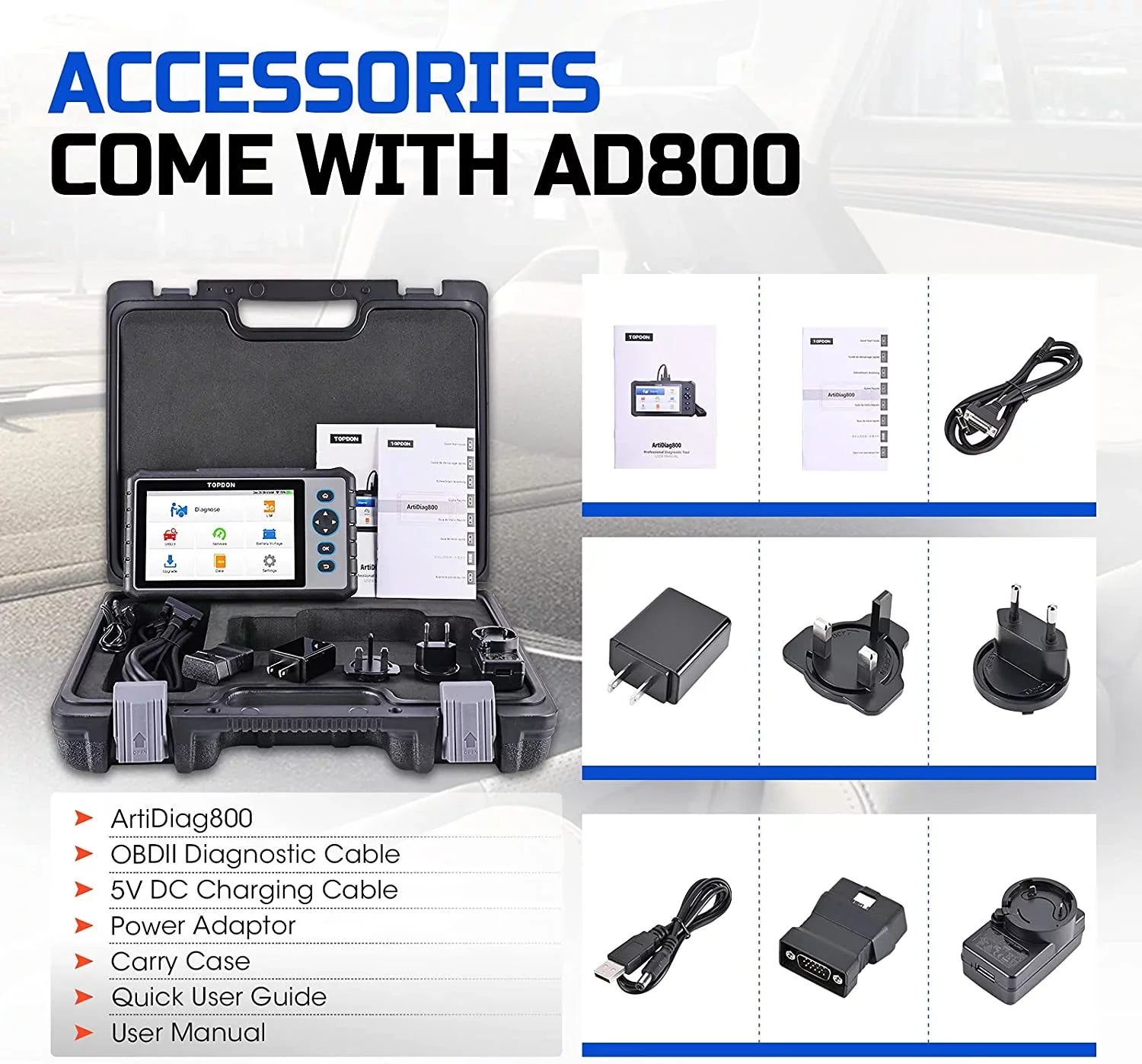 OBD2 Scanner, TOPDON AD800 Car Diagnostic Scan Tool  All System Scan 28+ Reset Service, Oil Reset, ABS Bleed, Injector Coding, 2 Years Free Update