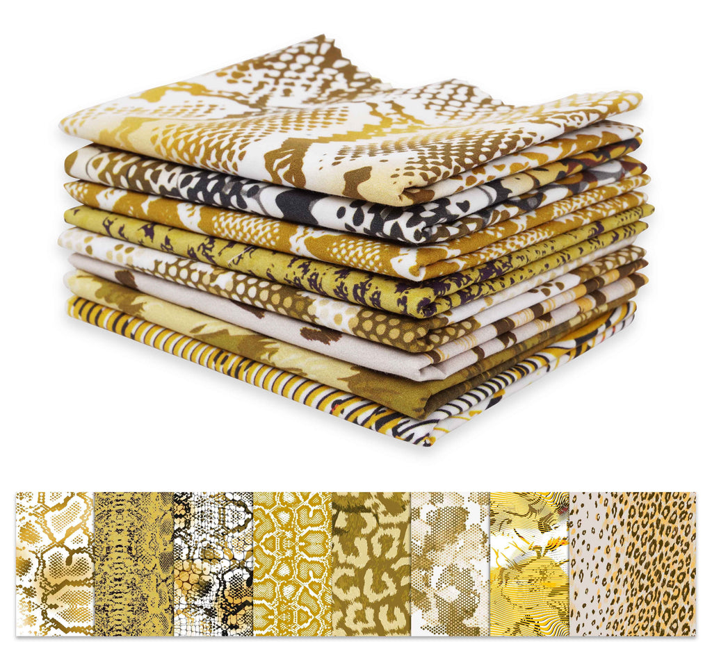 Soimoi 8 Pc Fat Quarter Bundle -Animal SkinPrint 18"x 22"DIY Patchwork-100% CottonPre-Cut Quilting Fabric (Yellow)