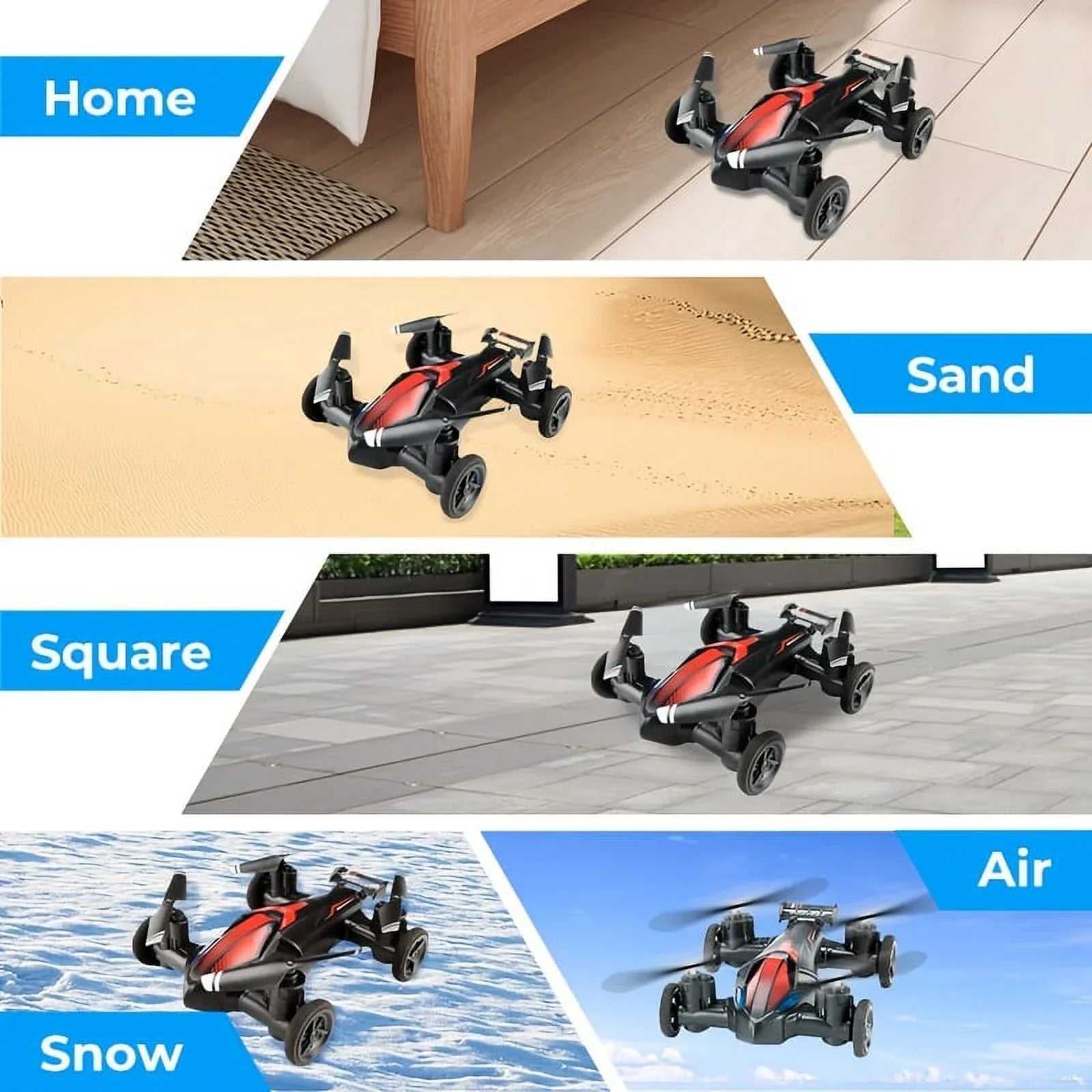 Drone For Land And Air Dual-use RC Toy Car Four-axis Unmanned Drone High-speed And Low-speed Switch Intelligent Height Setting, Stable Flight, Gift Toys