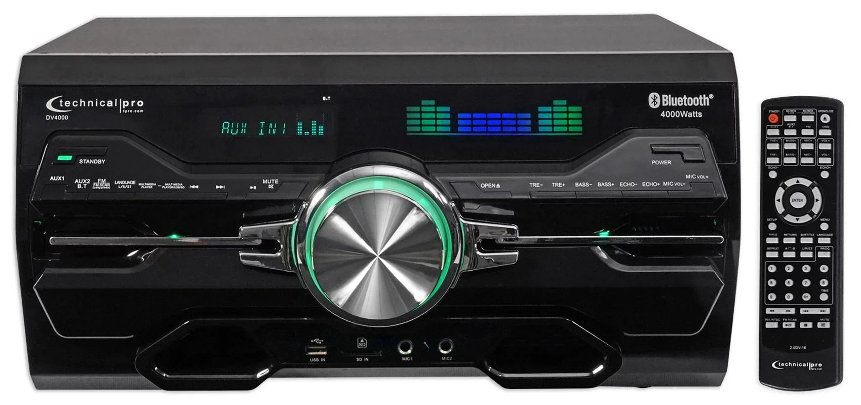 Technical Pro DV4000 Home Theater DVD Receiver+(2) 8" Blue LED Ceiling Speakers