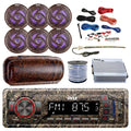 Pyle Marine DIN Bluetooth MP3 USB AUX Camo AM/FM Radio, 6x 6.5" Waterproof Camouflage LED Speakers, Elite Series 4-Channel Amplifier, Stereo Cover, Enrock Antenna, 18-G 50 Ft Wire, Amp Install Kit