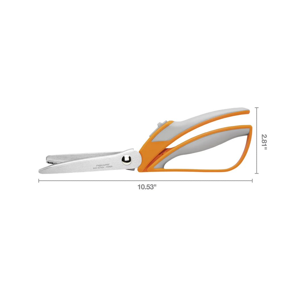 Fiskars Easy Action Pinking Shears, 10.5 inch, Orange and Gray