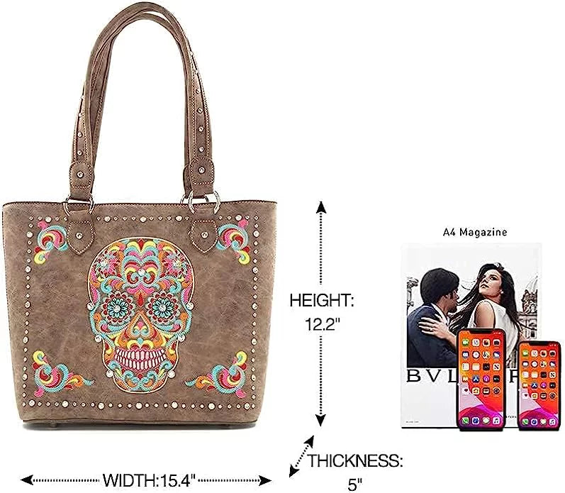 Leather Tote Bag Western Style Shoulder Bag Handbag and Purse for Women