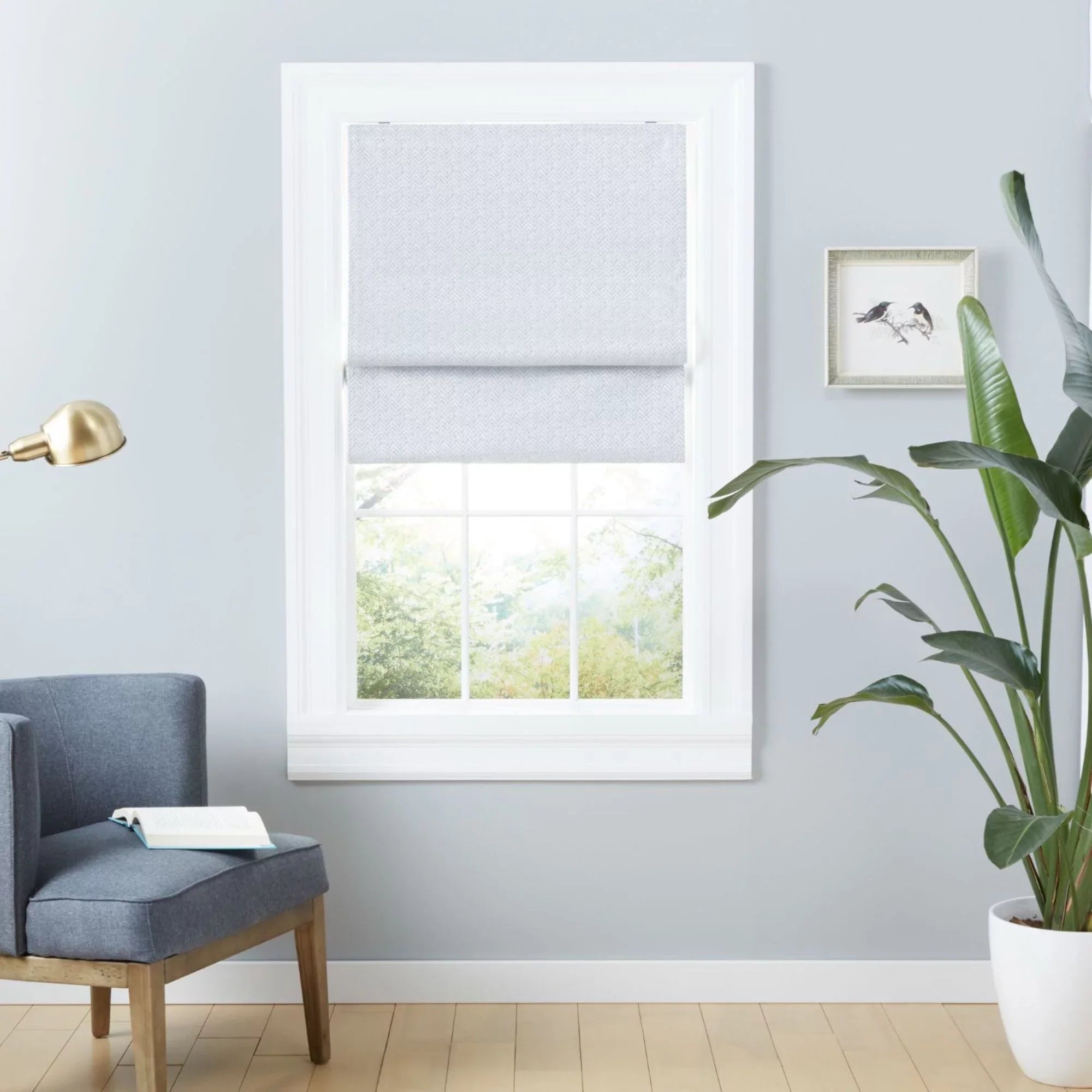 Exclusive Home Esme Total Blackout Roman Shade, 31"x64", Silver