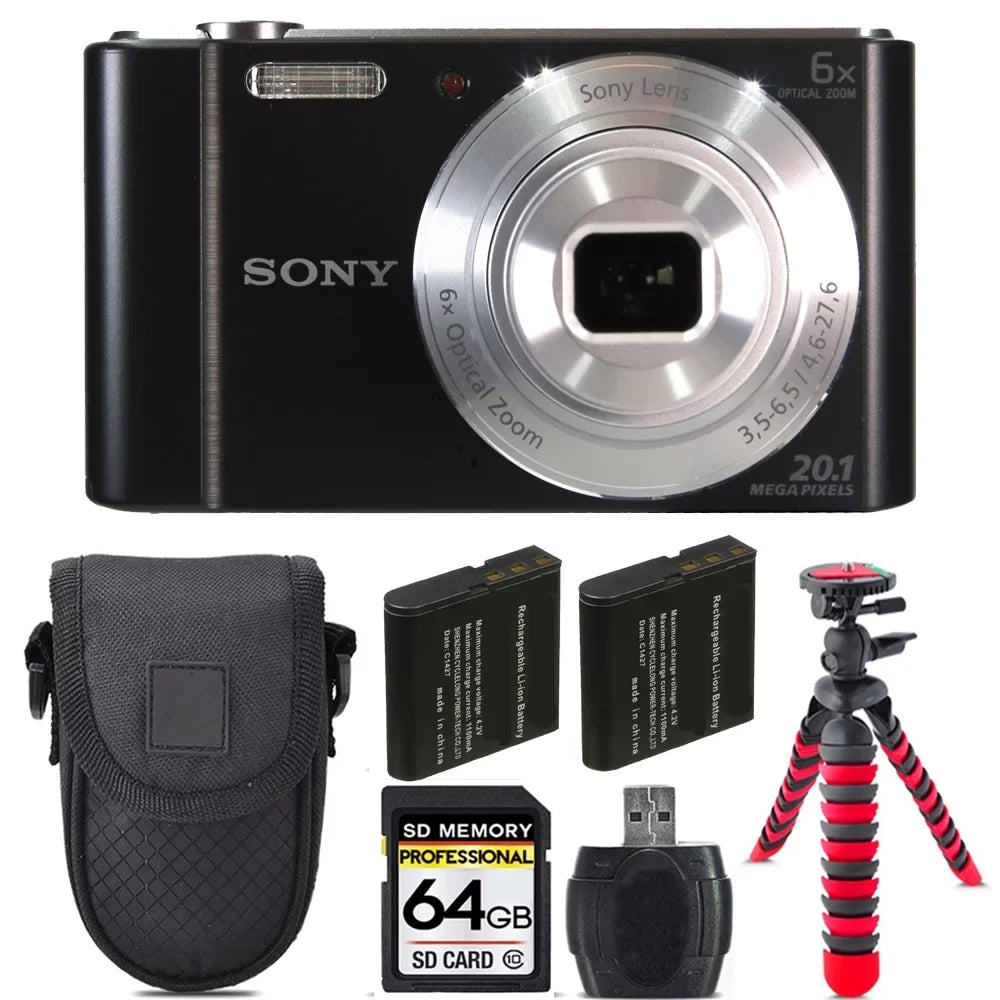 Cyber-shot DSC-W810 Digital Camera + Extra Battery +Tripod + Case -64GB Kit