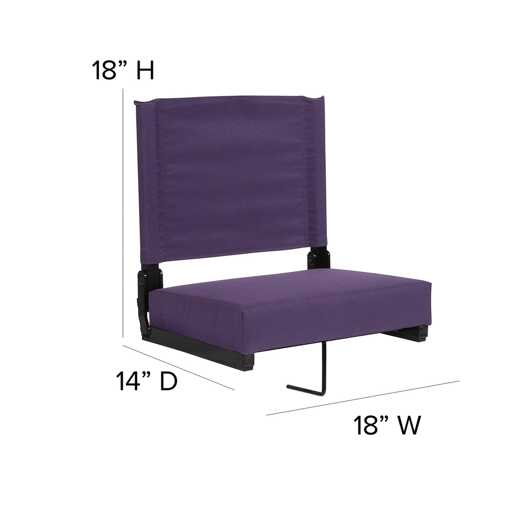 BizChair Set of 2 500 lb. Rated Lightweight Stadium Chair with Ultra-Padded Seat, Dark Purple