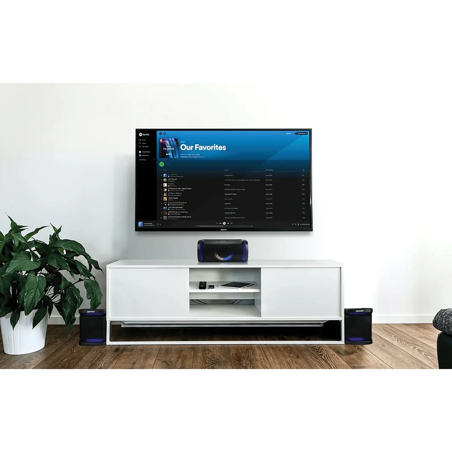 Gemini 3-Piece Bluetooth Home Stereo System, with Integrated Amp, Microphone, and LED Party Lights, GSYS-2400, GSYS-2400