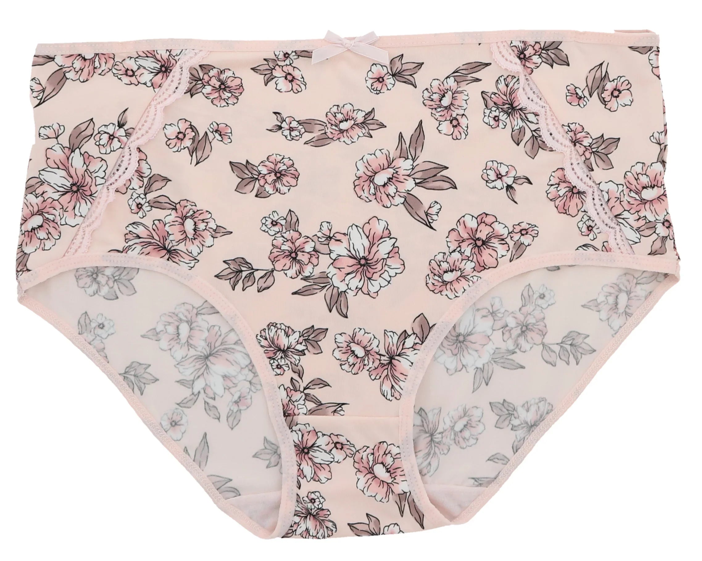 Delta Burke Intimates Women's Plus Size Sexy Classic High Rise Brief Panties (5Pr) (X-Large, Pink Floral Dots)