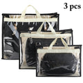 3 Pcs Dust Bags for Handbags, Clear Handbag Storage, Purse Storage Organizer for Closet, Purse Cover Hanging Closet Organizer with Zipper and Handles
