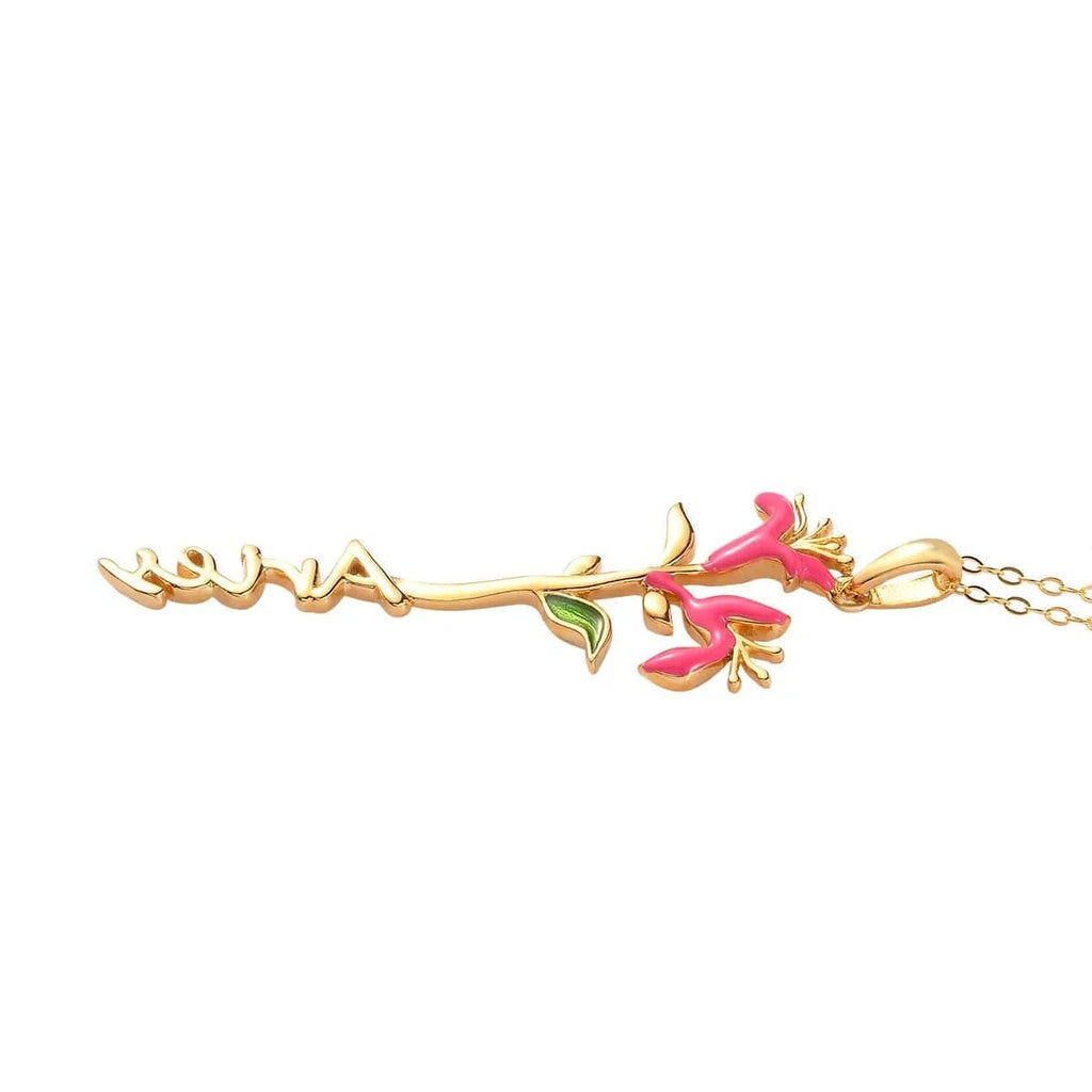 Shop LC 925 Sterling Silver 14K Yellow Gold PLatitudeed Pink Green Enameled Aries Zodiac Birth Honeysuckle Pendant Necklace for Women Jewelry Gifts for Women Size 16-18" Birthday Gifts for Women