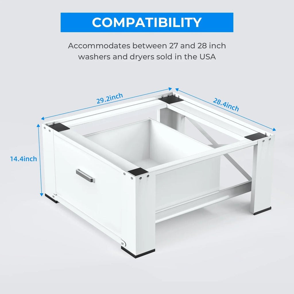 2 Pack Laundry Pedestals 28"× 29" Heavy Duty Inlife Dual Washing Machine Pedestals, Washer and Dryer Stands, Stainless Steel, White