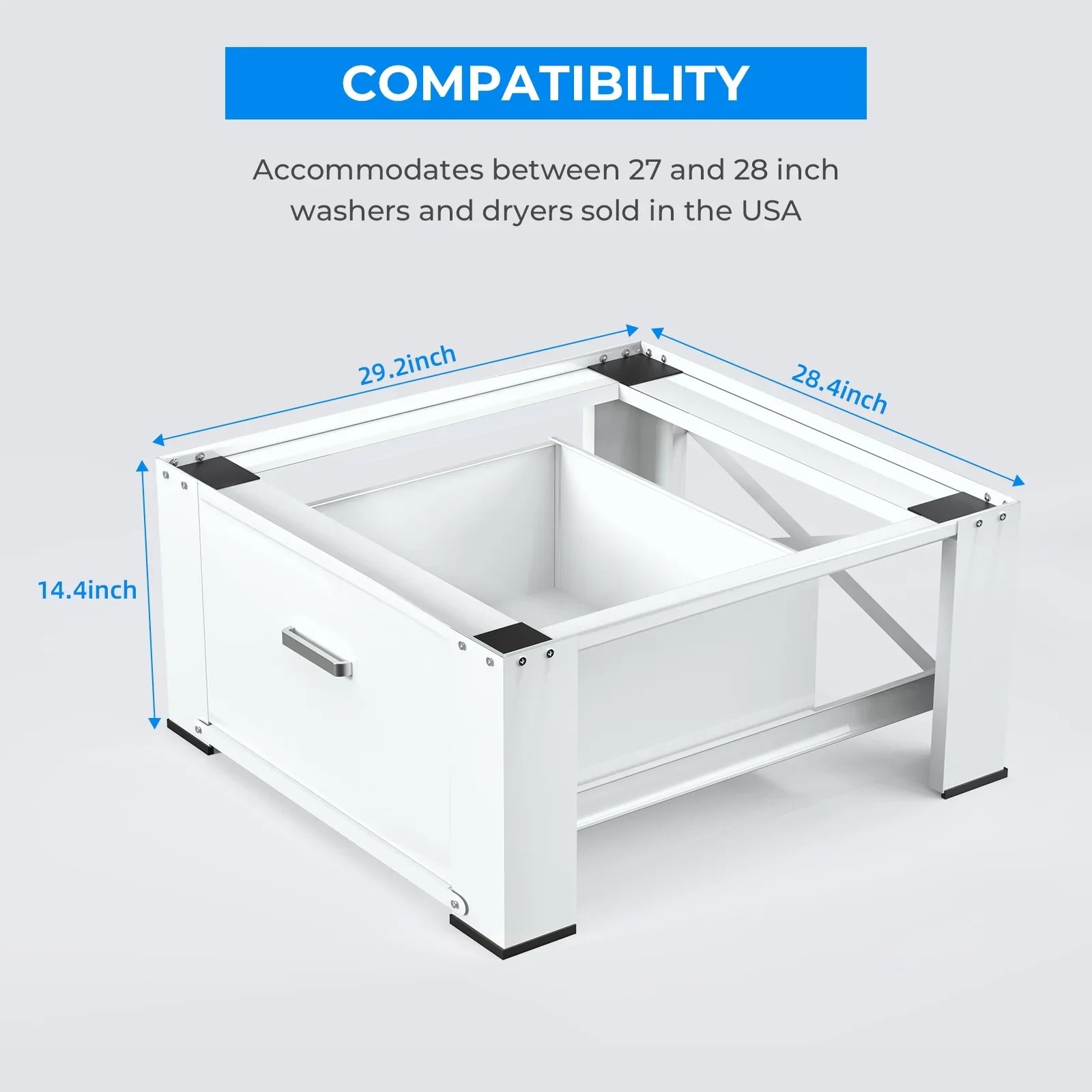 2 Pack Laundry Pedestals 28"× 29" Heavy Duty Inlife Dual Washing Machine Pedestals, Washer and Dryer Stands, Stainless Steel, White