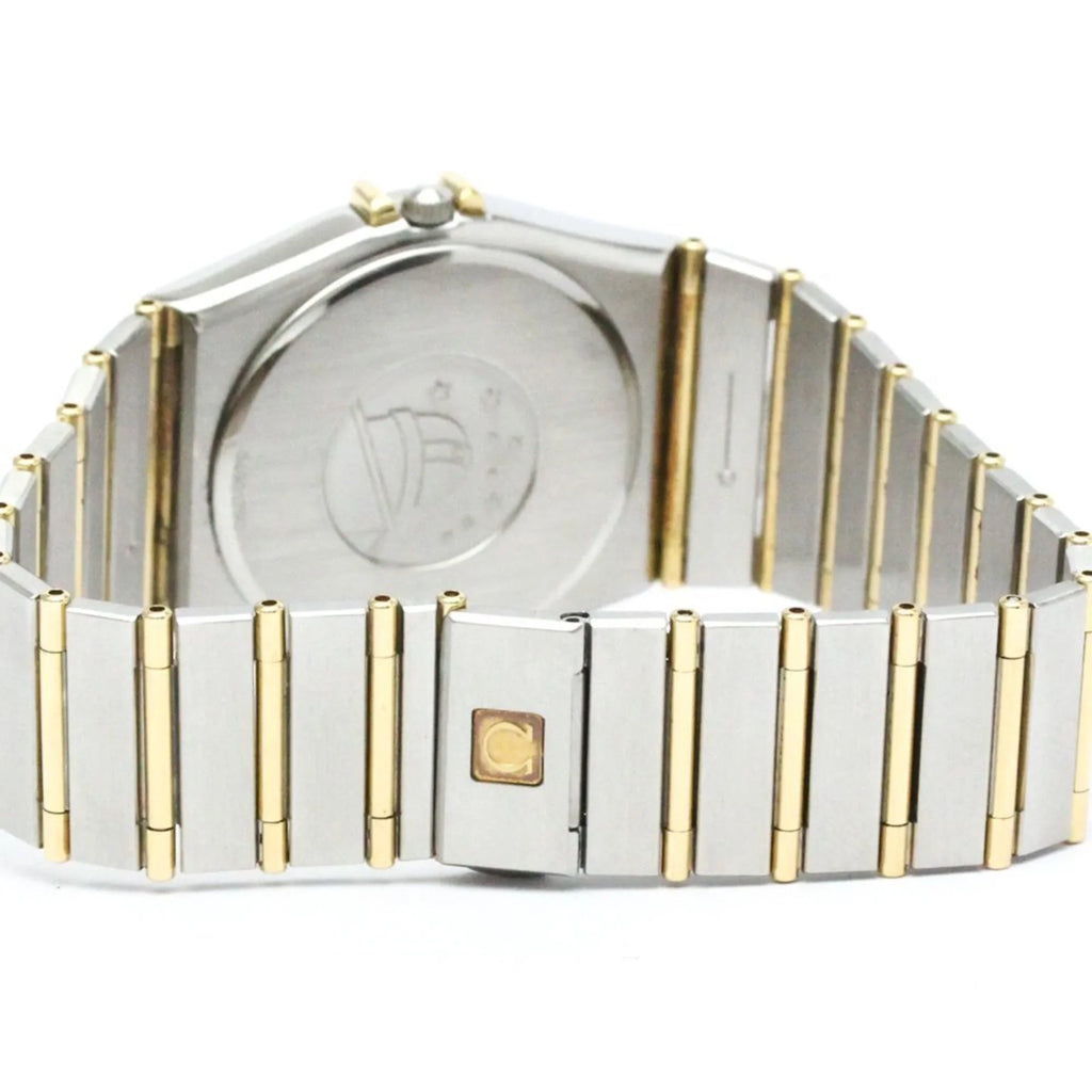 Pre-Owned Polished OMEGA ConstelLatitudeion Day Date 18K Gold Steel Watch 396.1070 BF566004 (Good)