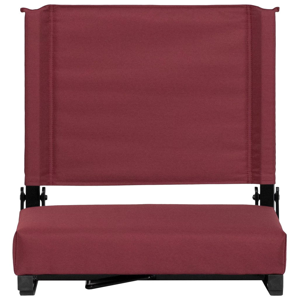 Flash Furniture Grandstand Comfort Seats by Flash - 500 lb. Rated Lightweight Stadium Chair with Handle & Ultra-Padded Seat, Maroon