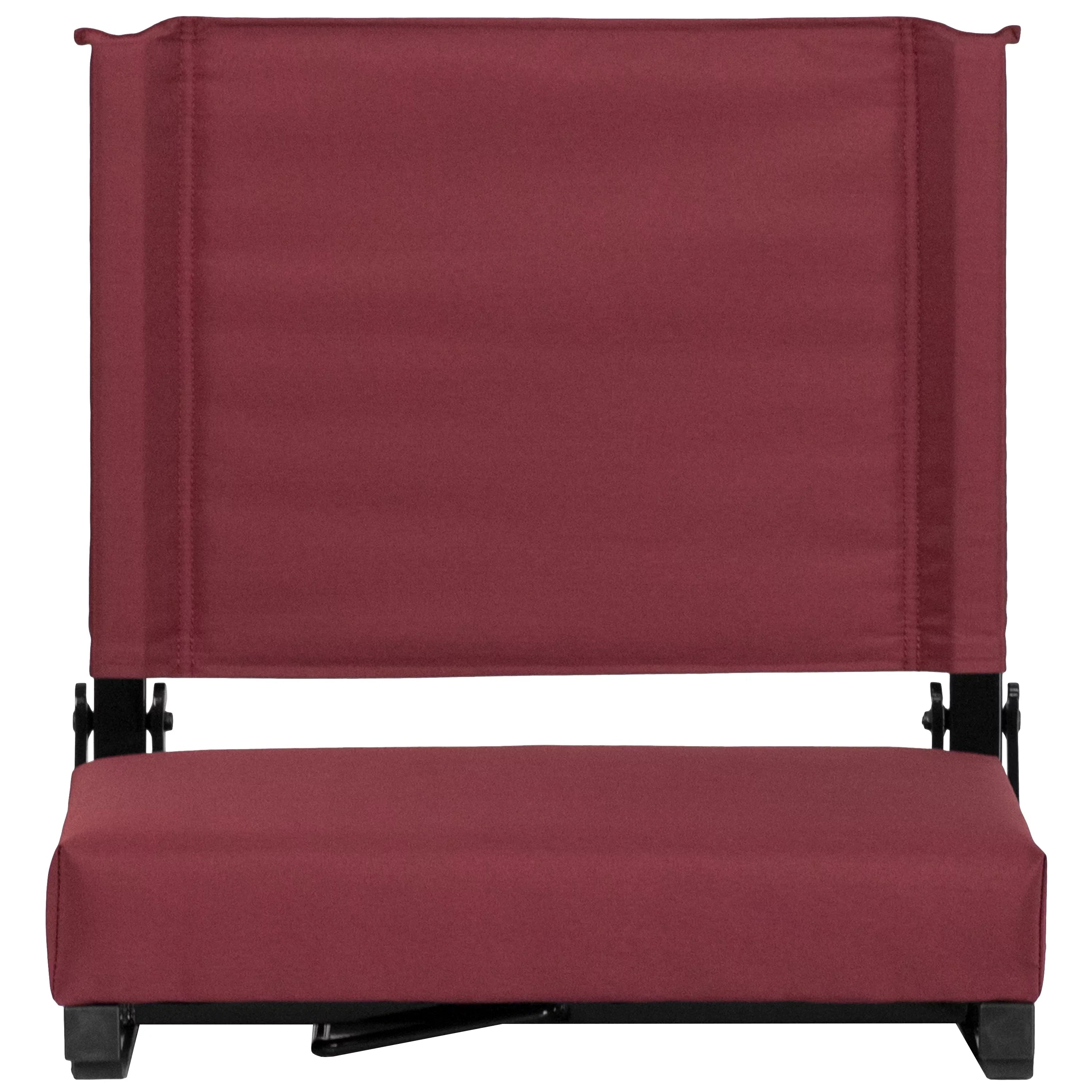 Flash Furniture Grandstand Comfort Seats by Flash - 500 lb. Rated Lightweight Stadium Chair with Handle & Ultra-Padded Seat, Maroon