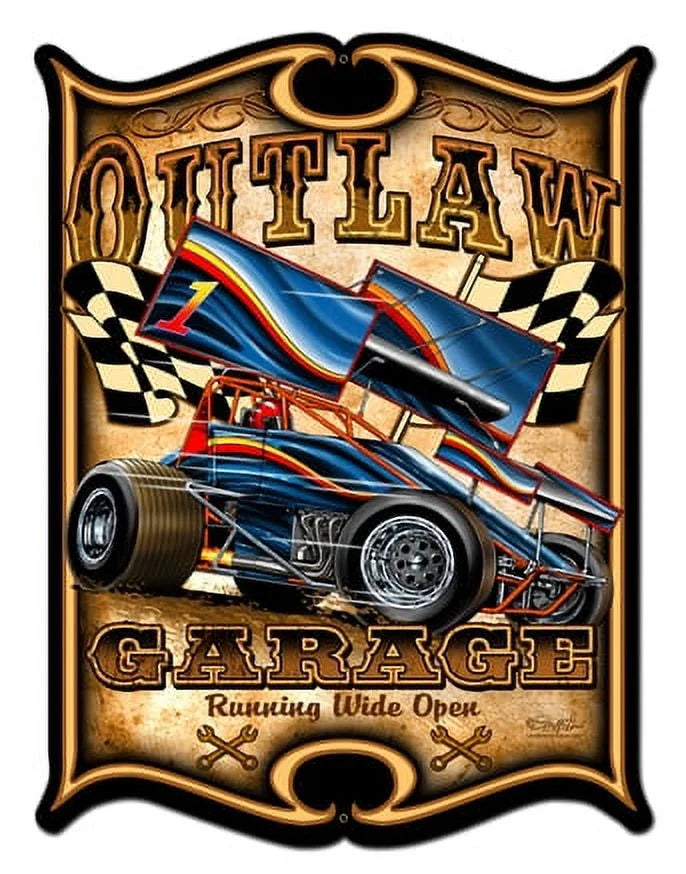 Outlaw Sprint Vintage Sign “Made in the USA with heavy gauge steel"