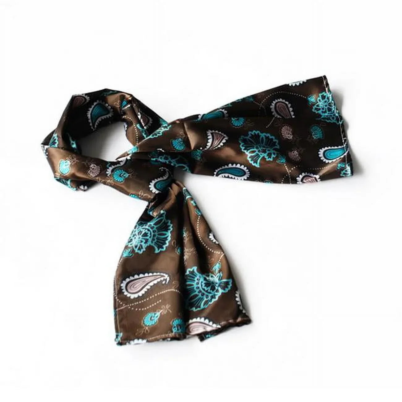 Blancho  Dark Brown Paisley & Flower Pattern Elegant Extremely Soft Silk Scarf/Wrap/Shawl - Small