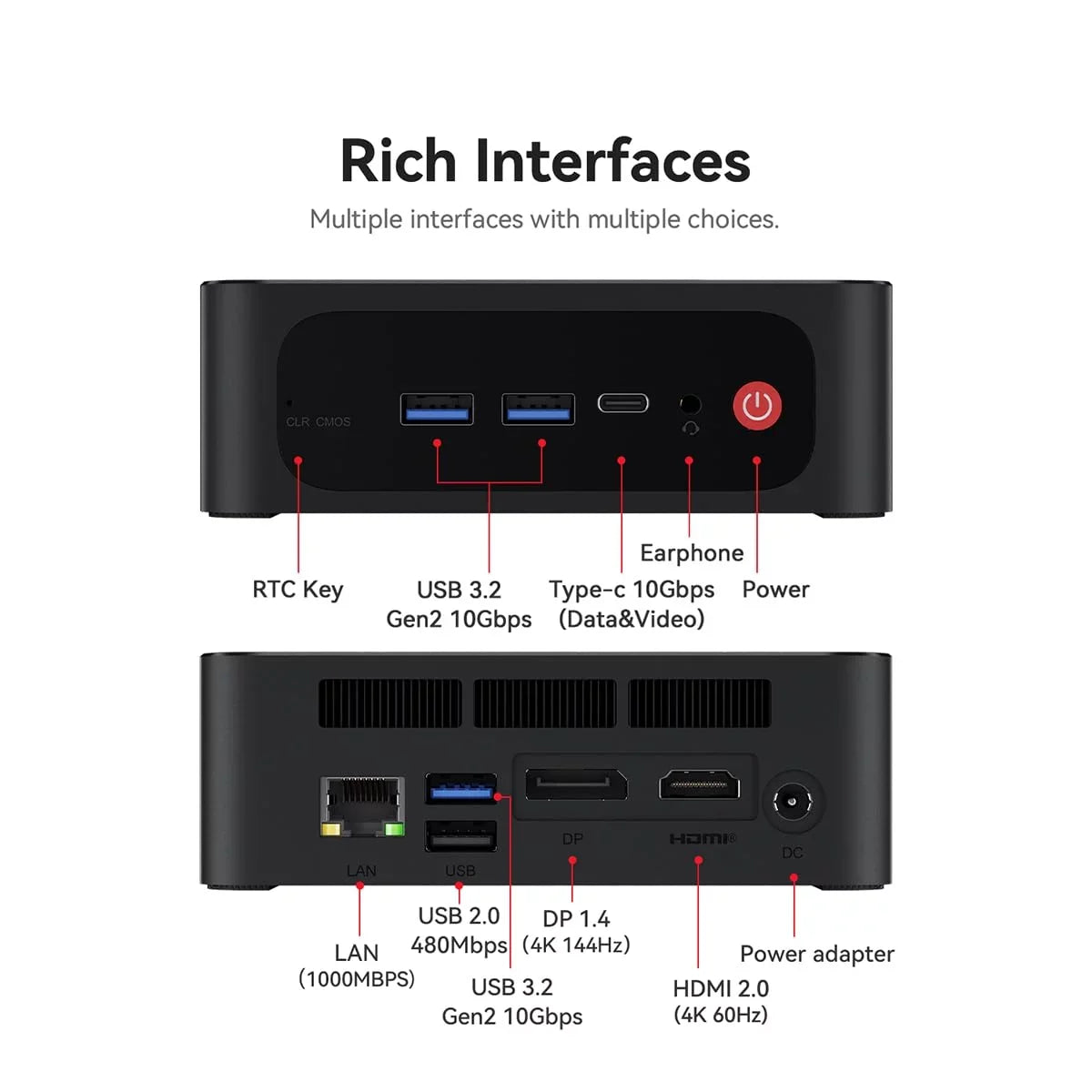 Beelink SER5 MAX Mini PC - AMD Ryzen 7 5800H, 16GB RAM, 500GB NVME SSD, 4K Triple Display, WiFi 6, Bluetooth 5.2