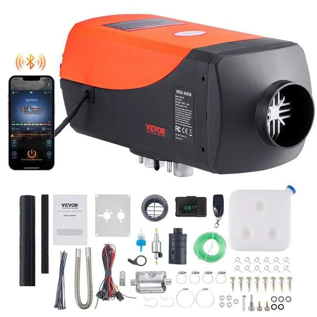 VEVOR Bluetooth App Control Diesel Air Heater, 12V 5KW Diesel Heater with Automatic Altitude Adjustment, Remote Control and LCD, Diesel Parking Heater for RV Trailer Camper Van Boat And Indoors