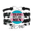 Trans Man Support LGBT Transgender Bracelet Love Accessory Twisted Leather Knitting Rope Wristband