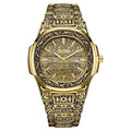 Vintage Gold Watch for Men GIFT Analogue Quartz Wrist Watches with Calendar Stainless Steel Strap