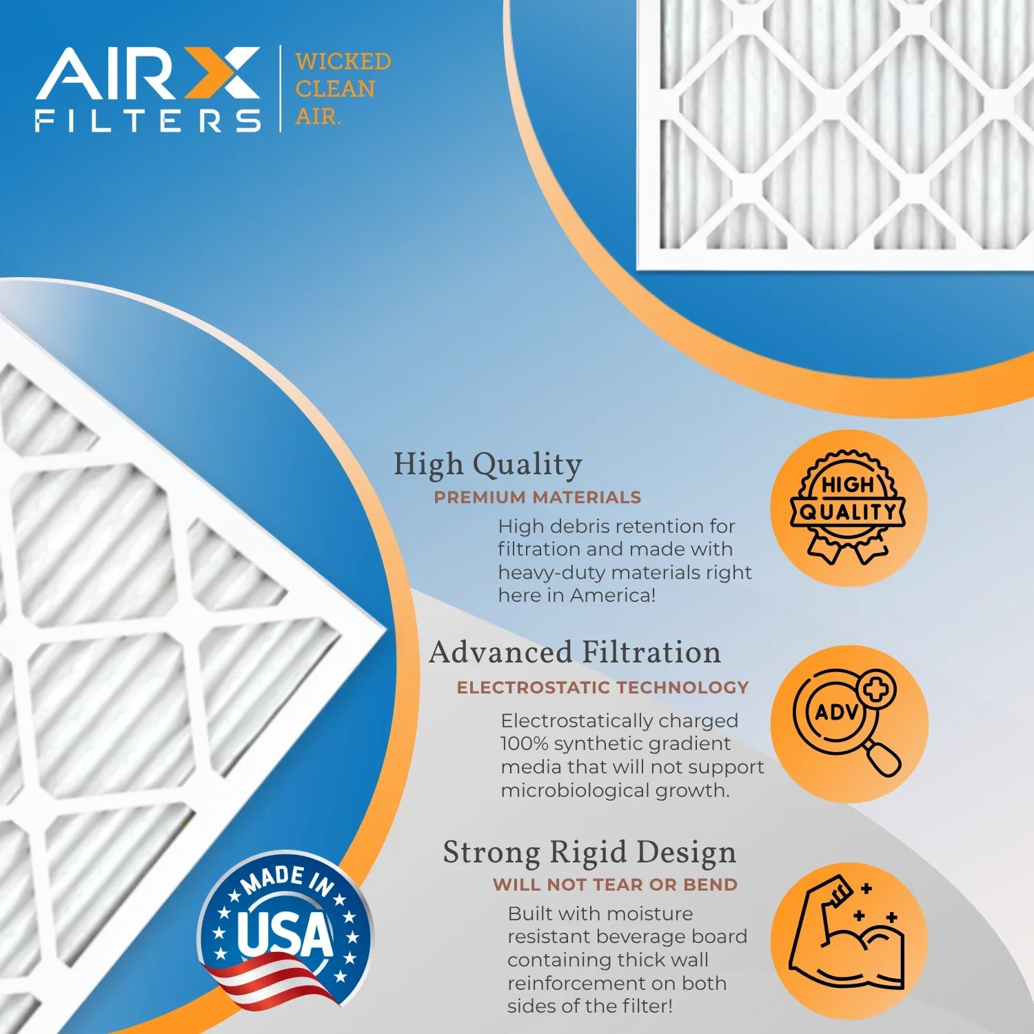 19.75x21.5x1 Air Filter MERV 8 Comparable to MPR 700 & FPR 5 Electrostatic Pleated Air Conditioner Filter 6 Pack HVAC AC Premium USA Made 19.75x21.5x1 Furnace Filters by AIRX FILTERS WICKED CLEAN AIR.