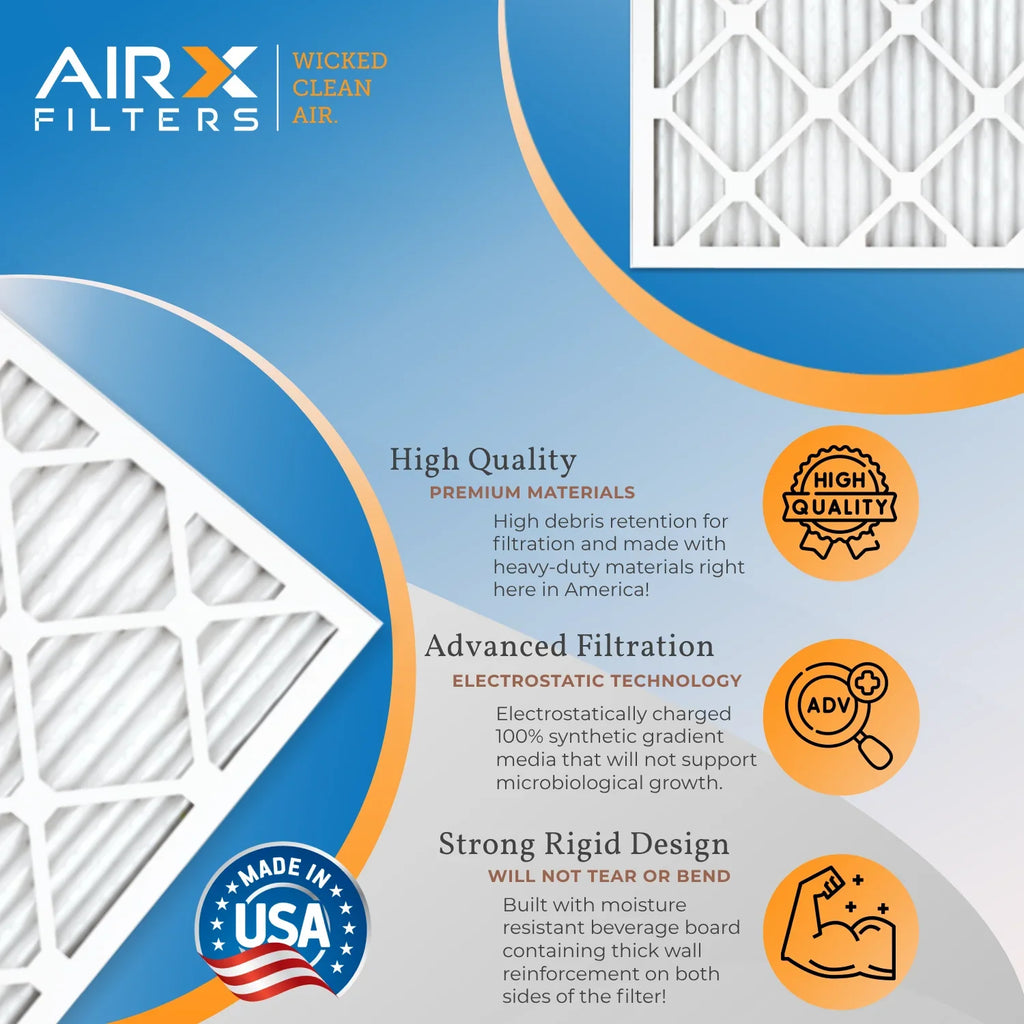 12x12x1 Air Filter MERV 13 Comparable to MPR 1500 - 2200 & FPR 9 Electrostatic Pleated Air Conditioner Filter 4 Pack HVAC AC Premium USA Made 12x12x1 Furnace Filters by AIRX FILTERS WICKED CLEAN AIR.