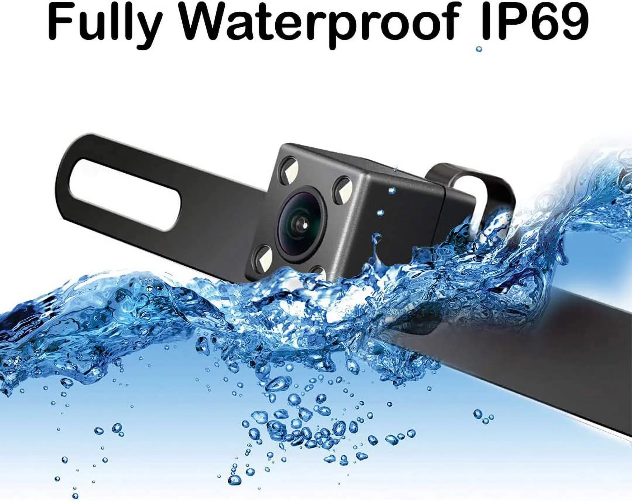 CAM122 Backup Camera Frame License PLatitudee HD Night Vision Rear View 170° Angle Waterproof Compatible with Jensen Car Radio CAR110W CAR710 CAR710X CAR8000 CAR910W CAR910X CDR7011 CM901MIR CMR2720