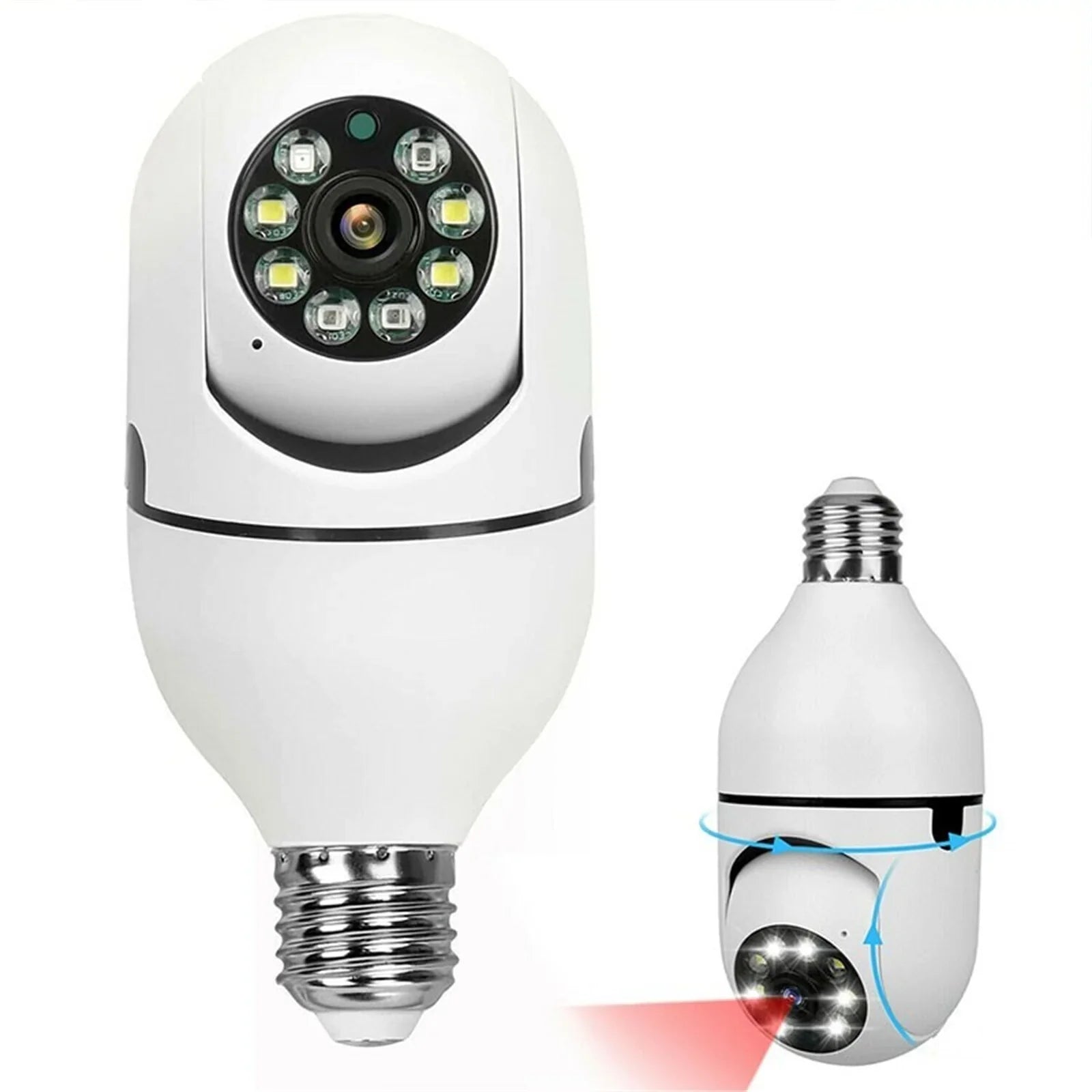 2PCS Wireless Security Camera, WIFI IP Camera, E27 Light Bulb 1080P HD Security Monitor Cam with Infrared Night Vision, White (Supports 2.4G &5G Wi-Fi)