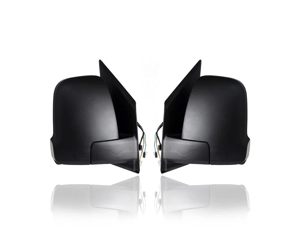 Door Mirror - Compatible/Replacement for '19-20 Mercedes-Benz Sprinter Passenger, 19-22 Cargo Van - Powered, Heated Manual-Folding Without Side Camera, Textured - Pair, Set - 9108111000, 9108111100