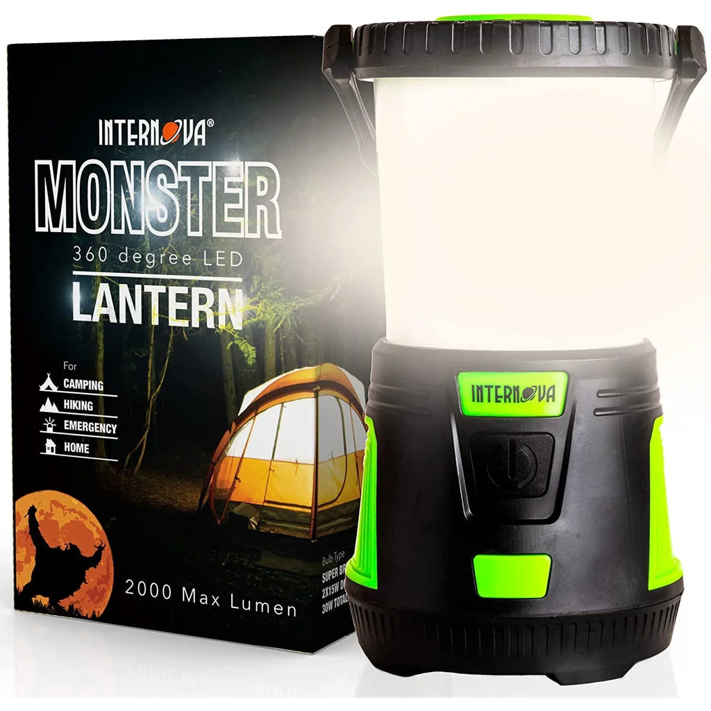 Internova Monster LED Camping Lantern, 2000 Lumens Output for Camping, Hiking, Emergency Use and Power Outages