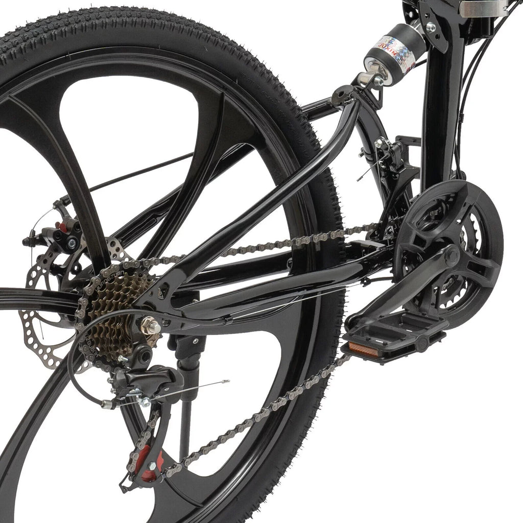 Miumaeov 26" Black Adult Folding Bike 21-Speed Shifter Folding City Bike Light Weight Carbon Steel Camping Bicycle Max Loading 150kg/330lbs