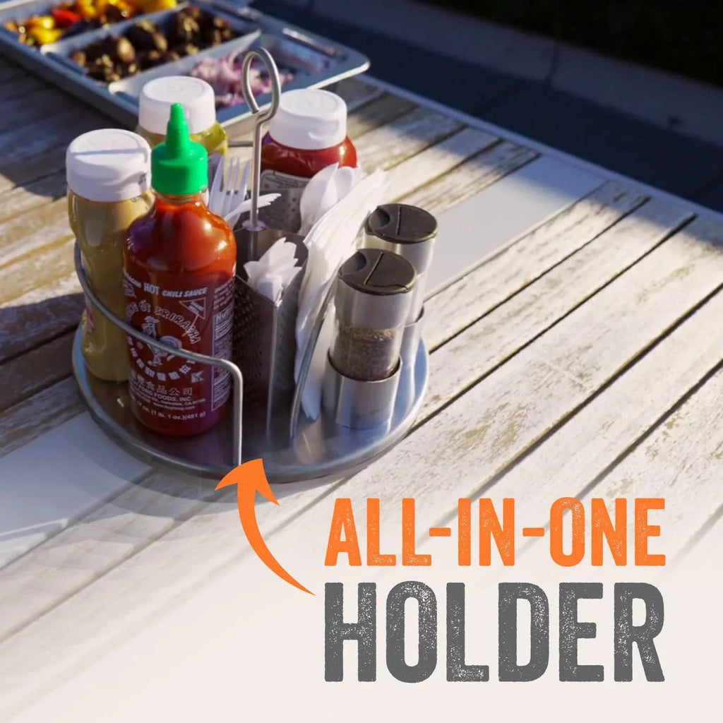 Yukon Glory Lazy Susan for Table BBQ Caddy Spice Organizer & Utensil Holder