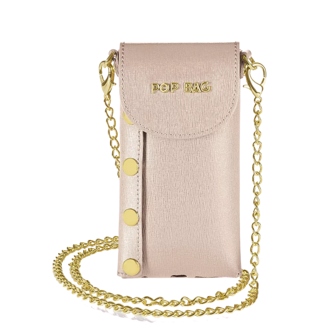 Pink Saffiano Leather Phone Bag
