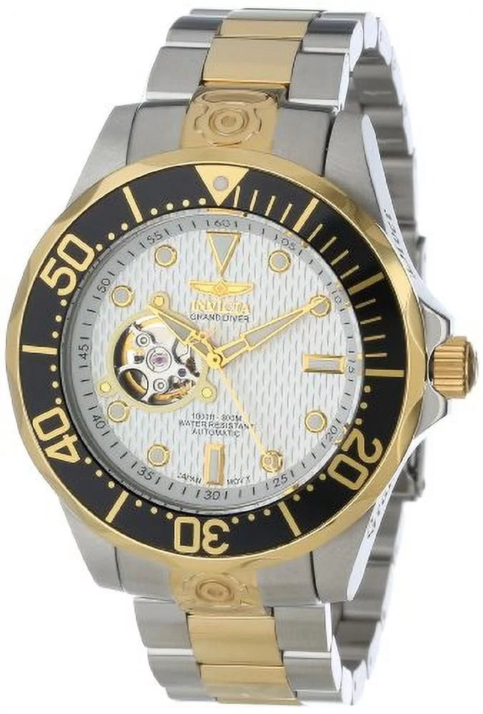 Invicta Men's 13704 Grand Diver Automatic White Textured Dial Two Tone Stainless Steel Watch
