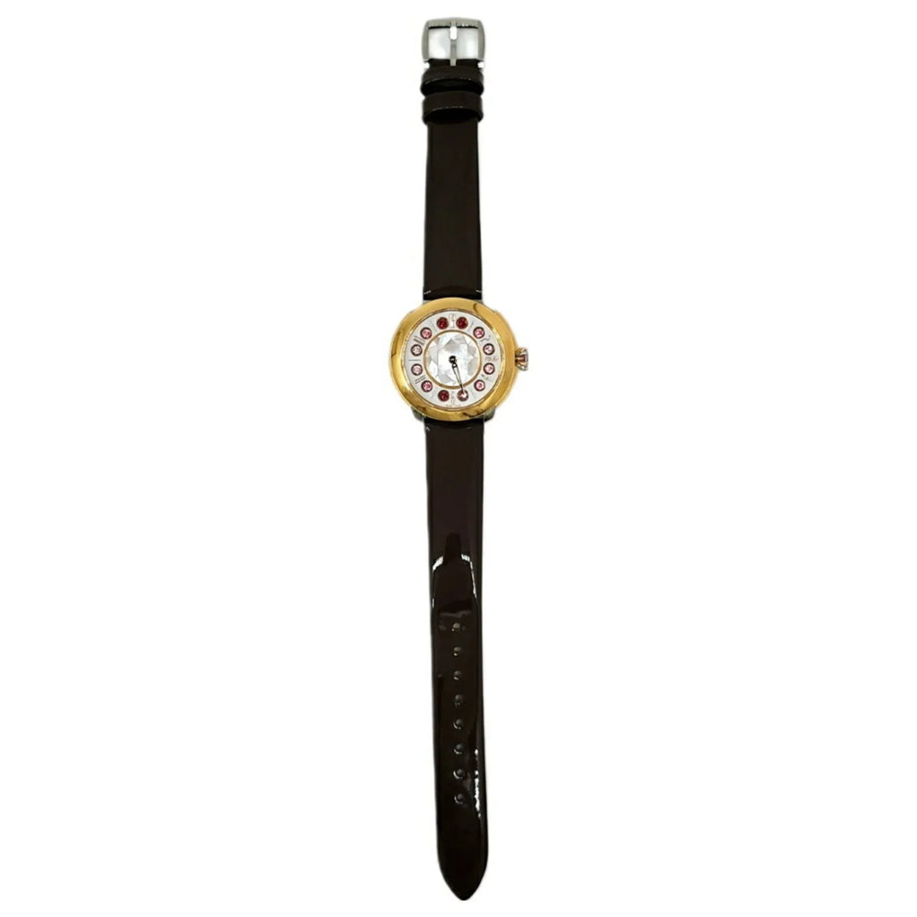 Pre-Owned FENDI Fendi Eye Shine Enamel Belt SS 3 Colors Quartz Brown Watch Clock Fashionable Shell Black Spinel Topaz Women's (Like New)