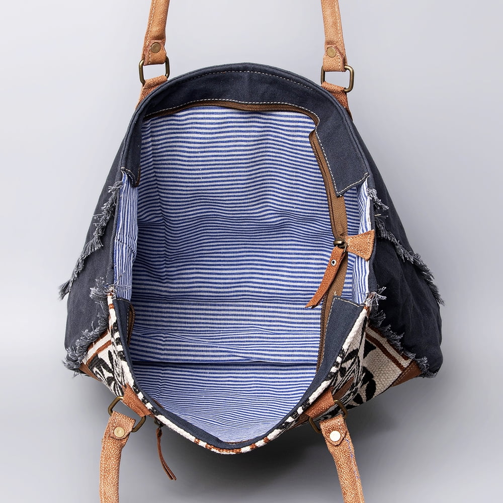 KB OHLAY KB491 TOTE Upcycled Wool Upcycled Canvas Genuine Leather women bag western handbag purse
