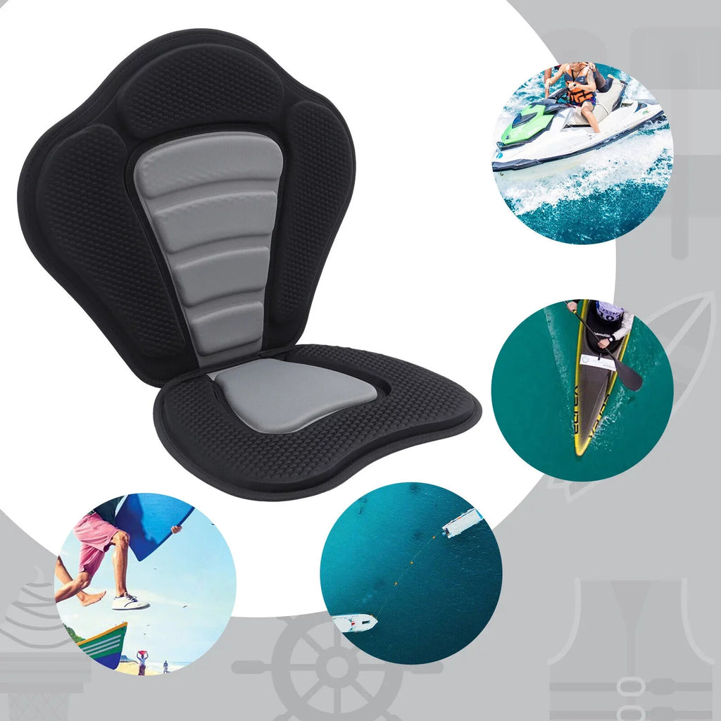 Adjustable Padded Kayak Seat Detachable Backpack Bag Canoe Backrest Storage Kayak Seat Deluxe Padded Boat Seat with Storage Bag Adjustable for Kayaking, Canoeing, Drifting, Rafting, Fishing