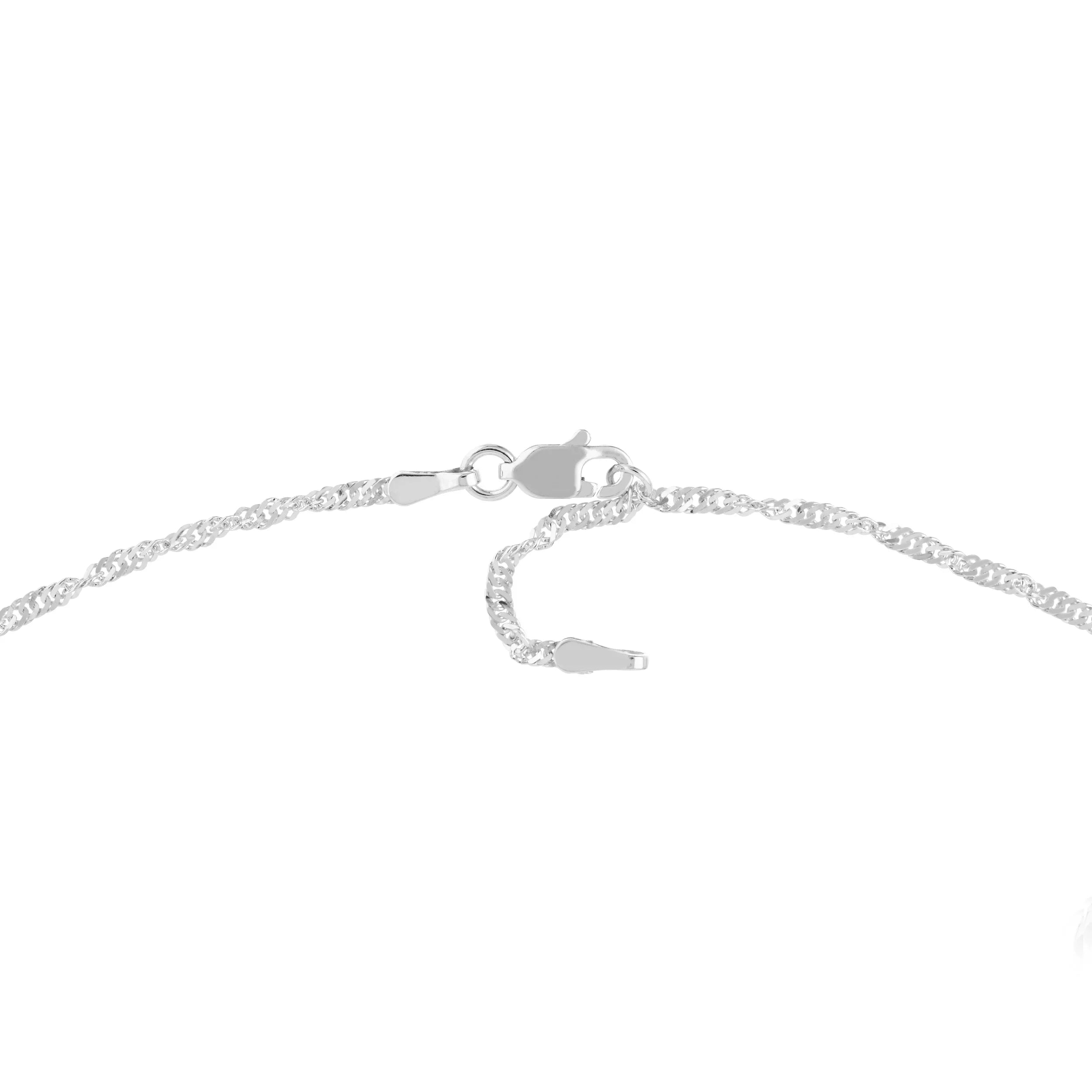 14K White Gold Women's 9"-10" Adjustable 1.7mm Singapore Anklet